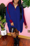 Contrast Color Batwing Sleeve Casual Dress
