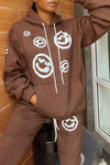 Street Fashion Smiley Face Hooded Pants Set