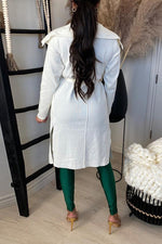 Casual Solid Split Joint Belted Overcoat