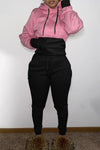 Casual Sporty Colorblock Stitch Hooded Pants Set