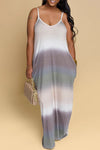 Casual Gradient V-neck Pocketed Maxi Dress