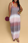 Casual Gradient V-neck Pocketed Maxi Dress